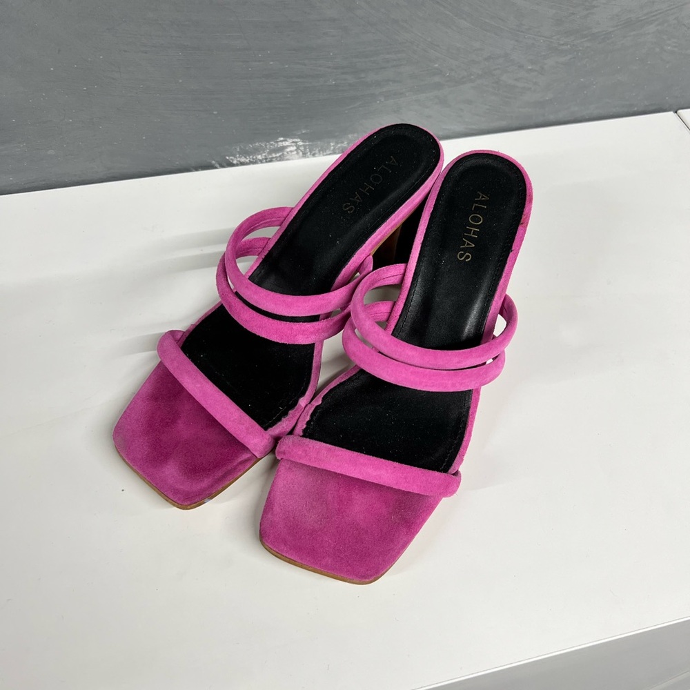 Pink Suede Strappy Sandals